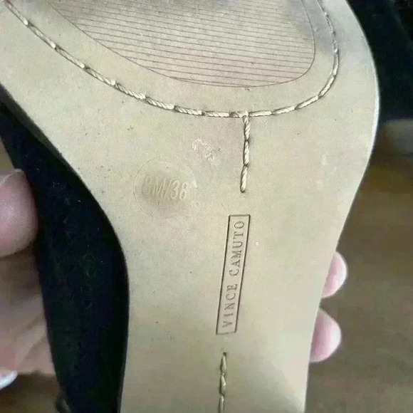 VINCE CAMUTO VC VASHA BLACK NUBUCK SANDAL PUMP HIGH HEEL Size 8M Lace Up - Picture 8 of 10